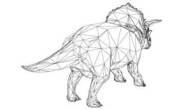 Triceratops büyük tehlikeli dinozor. Çokgen çizgiler çizimi.