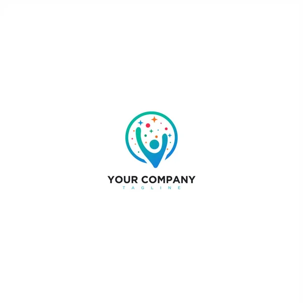 Happy Human Sport Healthy Logo Medical Center — Stock Vector