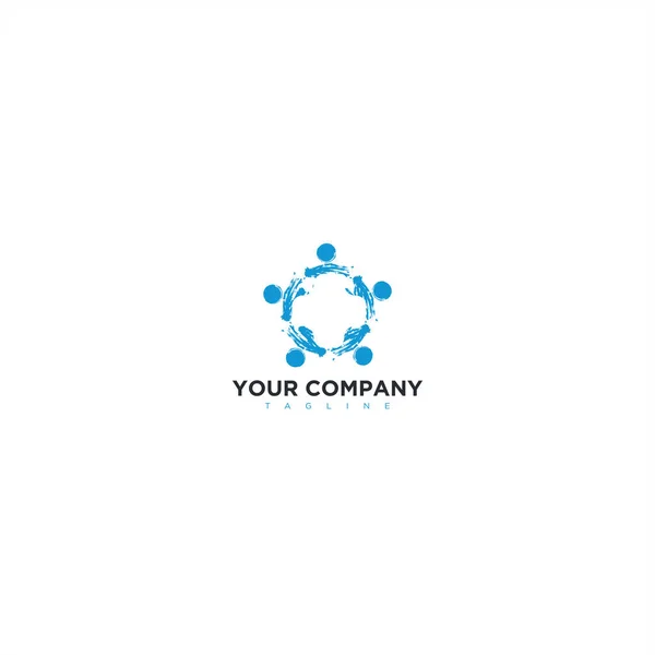Blu Persone Astratte Logo Sano — Vettoriale Stock