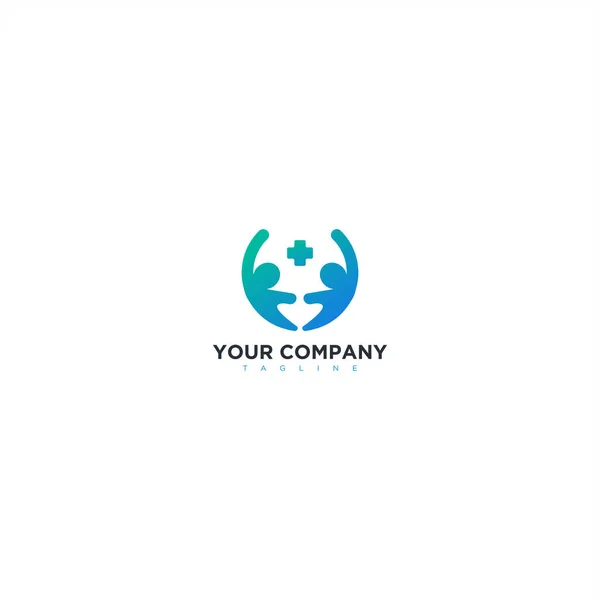 Mavi Iki Çocuk Tıp Minimalist Logosu — Stok Vektör