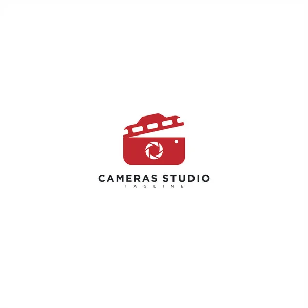 红色相机木工作室生产标志 — 图库矢量图片