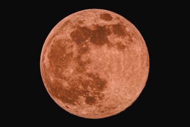 Moon over Bottrop / NRW / Germany - A vivid red full moon glowing in the night sky. A rare celestial moment captured in stunning clarity.