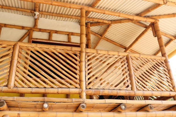 stock image Bamboo house, natural wood Eco house, texture, art tree in the tropics