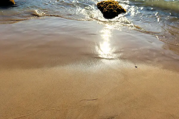 Ciepło Morzu Fale Lśnią Słońcu Wakacje Plaży — Zdjęcie stockowe