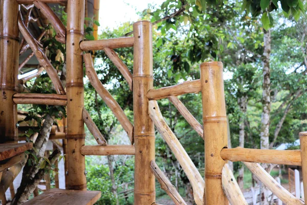 Μπαμπού Σπίτι Φυσικό Ξύλο Οικολογικό Σπίτι Υφή Δέντρο Τέχνης Στις — Φωτογραφία Αρχείου