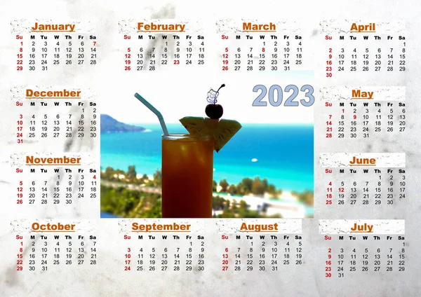 Календар 2023 Барвистим Зображенням — стокове фото