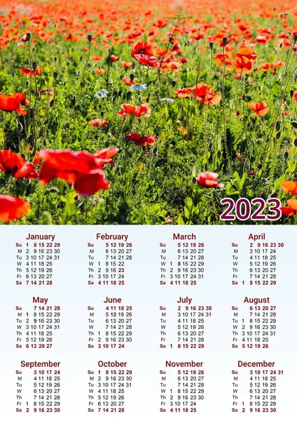 2023 Календар Pdf Календар Шаблон Додати Свої Фотографії — стокове фото