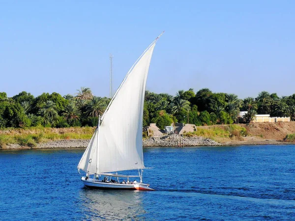 Mein Felucca Altes Ägyptisches Segelboot Fahrt Den Nil Hinunter — Stockfoto