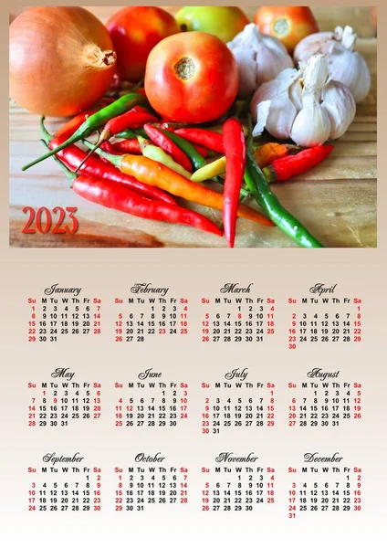 Calendar 2023 Color Image Illustration — Stock Photo, Image