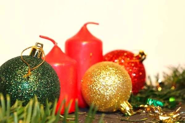 Navidad Año Nuevo Vela Árbol Navidad Decoraciones Navidad Tarjeta Postal —  Fotos de Stock