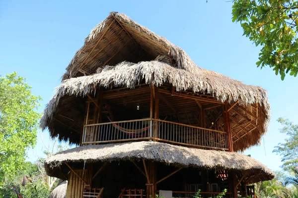 stock image Bamboo house, natural wood Eco house, texture, art tree in the tropics