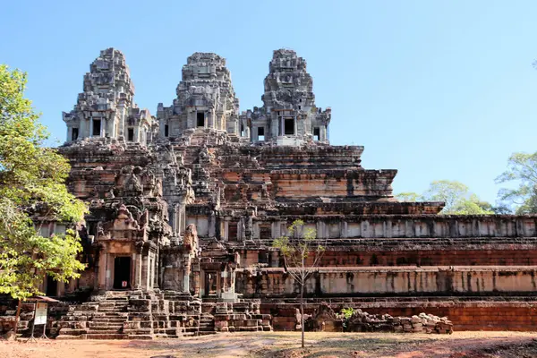 Храми Скульптури Камбоджі Джунглях Стокове Фото
