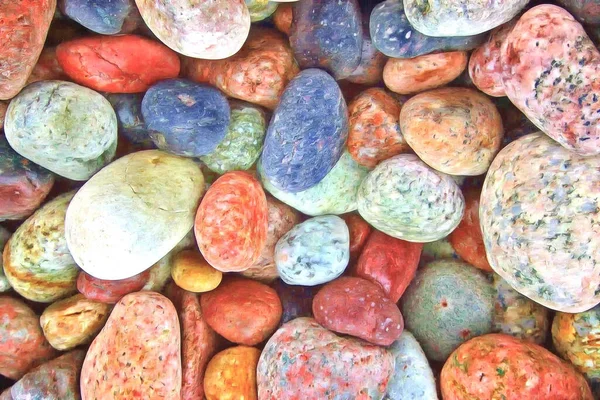 Sea pebbles, a scattering of colored stones