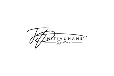 FP imza logo şablonu vektörü. El çizimi Harfler Vektör illüstrasyonuName.