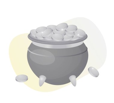 Gümüş Sikkeli Hazine Çanağı - EPS 10 Dosyası Olarak Stok İllüstrasyonu