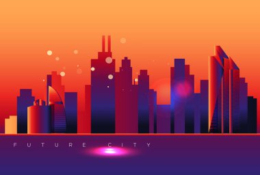 Fütürist Şehir Binası Skyline - EPS 10 Dosyası Olarak Stok Resimleri