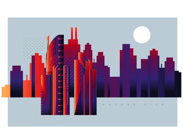 Futurystyczny Budynek Miasta Skyline Ilustracja Zapasów Jako Plik Eps — Wektor stockowy