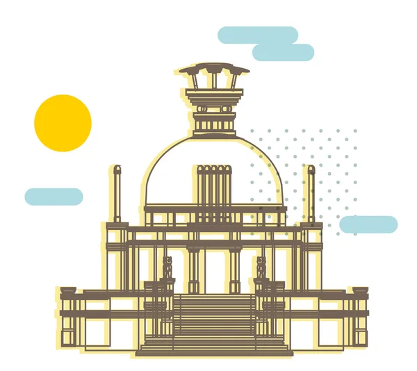 Bhubaneswar City Shanti Stupa Dhauligiri Dhauli Hill Ikon Illusztráció Eps — Stock Vector