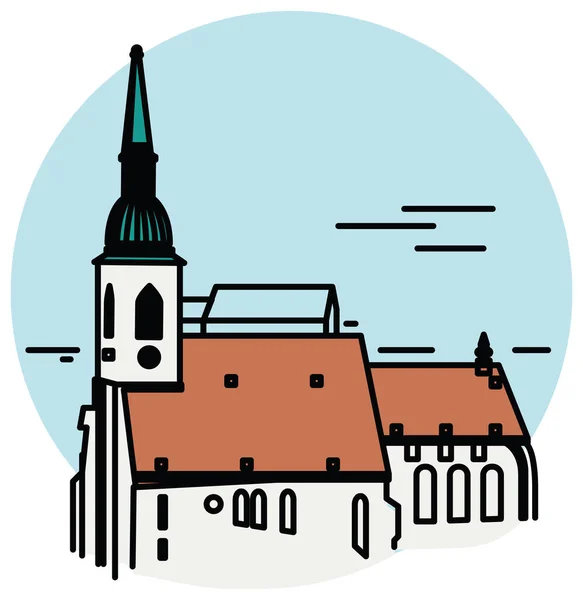 Martin Cathedral Spire Icono Ciudad Bratislava Como Archivo Eps — Vector de stock