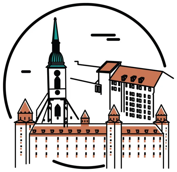 Κάστρο Και Καθεδρικός Ναός Της Μπρατισλάβας Μνημείο Της Πόλης Εικονίδιο — Διανυσματικό Αρχείο