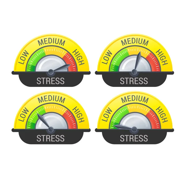 Eps Dosyası Olarak Stres Seviyesi Için Gösterge Aşama Llüstrasyonu — Stok Vektör