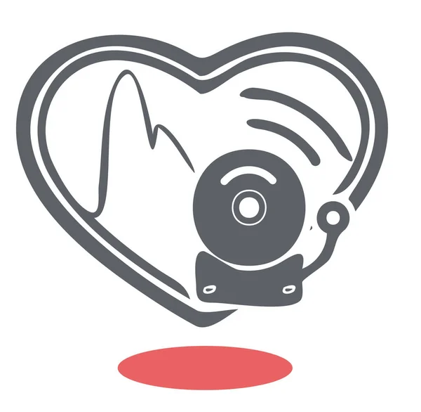 Cuidado Del Corazón Llamada Despertador Icono Ilustración Como Archivo Eps — Archivo Imágenes Vectoriales
