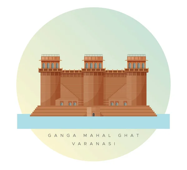 Varanasi City Ganga Mahal Ghat Ikonillustration Som Eps Fil — Stock vektor