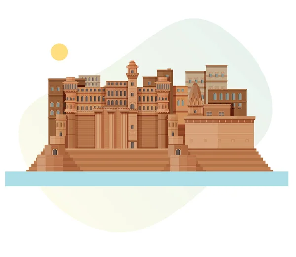 Ville Varanasi Munshi Ghat Illustration Icône Tant Que Fichier Eps — Image vectorielle