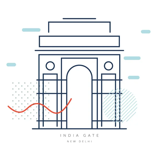 Historická Ikona Indická Brána Památník Války Nové Dillí Ikona Ilustrace — Stockový vektor