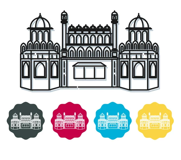 Historische Ikone Rotes Fort Old Delhi City Icon Illustration Als — Stockvektor