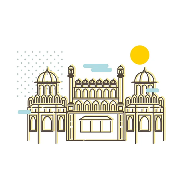 Historische Ikone Rotes Fort Old Delhi City Icon Illustration Als — Stockvektor