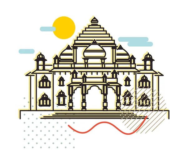 Gandhinagar Akshardham Tempel Pictogram Illustratie Als Eps Bestand — Stockvector