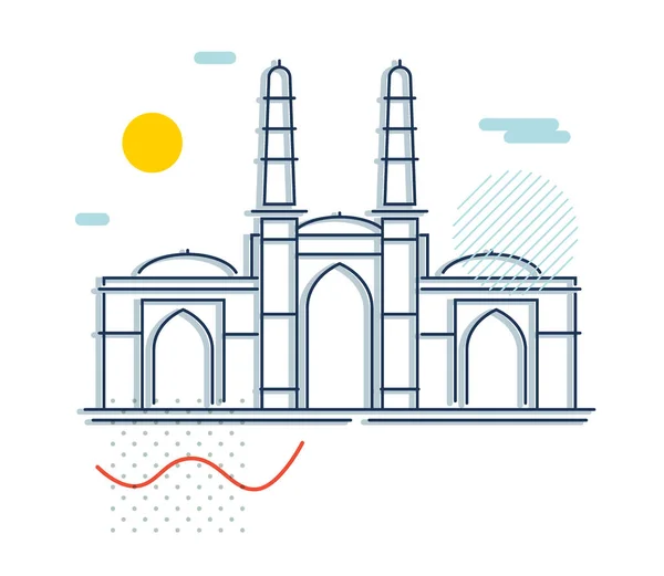 Ahmedabad City Mešita Jhulta Minara Sidi Bašír Ikona Ilustrace Jako — Stockový vektor
