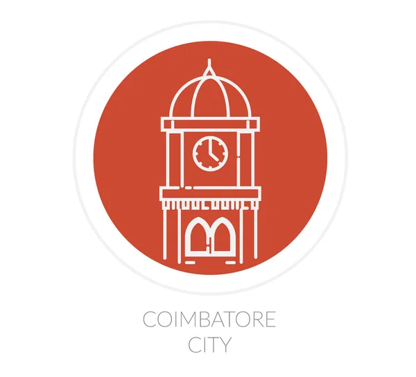 Coimbatore City クロックタワー Eps 10ファイルとしてのアイコンイラスト — ストックベクタ