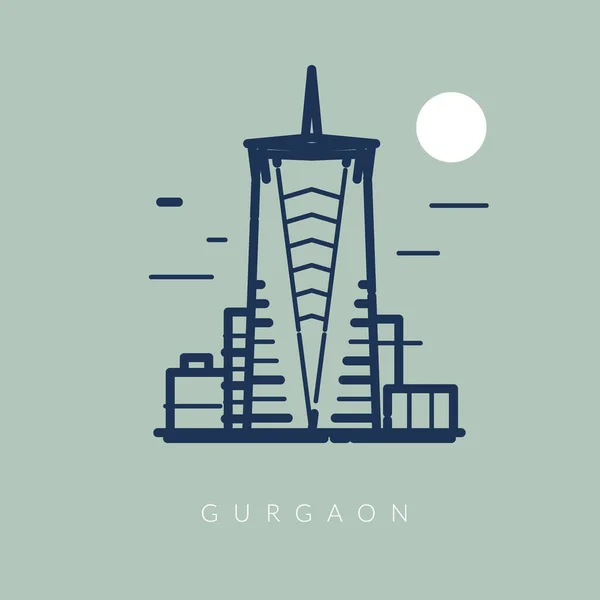Ikona Města Gurgaon Moderní Budova Ikona Ilustrace Jako Soubor Eps — Stockový vektor