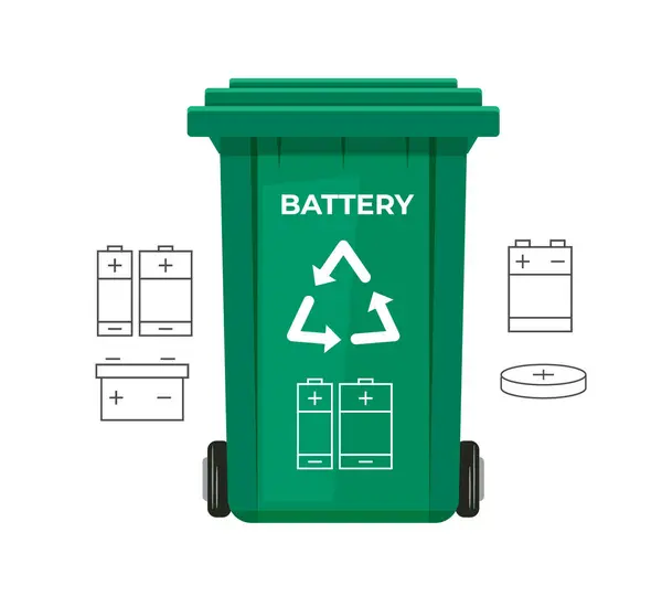 Gestión Residuos Papelera Reciclaje Batería Icono Como Archivo Eps — Vector de stock