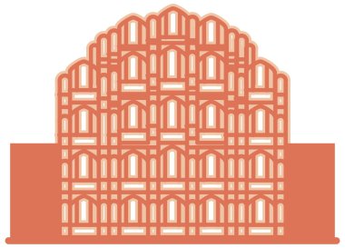 Tarihi Simge Jaipur Şehri - Hawa Mahal Simgesi İllüstrasyonu EPS 10 Dosyası 