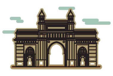 Mumbai - Bombay Şehri - Hindistan 'ın Hint-Sarasenik Stili Geçidi - EPS 10 Dosyası olarak Simge Olarak Temsil 