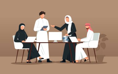 IT Bürosunda Genç Erkek ve Kadın Toplantısı - EPS 10 Dosyası Olarak Stok Resimleri