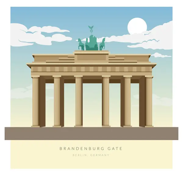 Brama Brandenburska Pariser Platz Berlin Niemcy Stock Illustration Eps File — Wektor stockowy