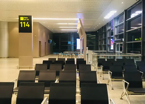 Аранжування Сидіння Залі Відправлення Нового Терміналу Міжнародному Аеропорту Раджива Ганді — стокове фото