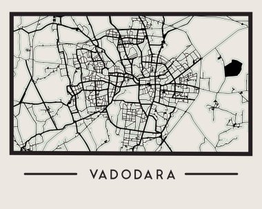 Soyut Vadodara Şehir Haritası - Görüntü EPS 10 Dosyası