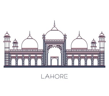 Badshahi Camii - Lahor - Pakistan - EPS 10 Dosyası Olarak Stok Resimleri