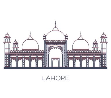 Badshahi Mosque - Lahore - Pakistan - Stock Illustration as EPS 10 File clipart