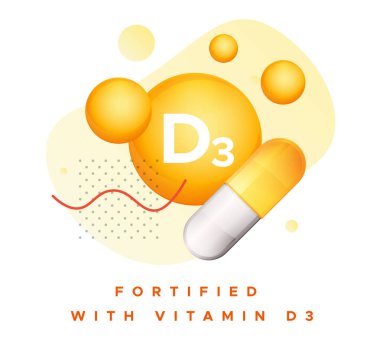 Ambalaj Simgesi - Vitamin D3 ile güçlendirilmiş - Stock Iconas EPS 10 Dosyası