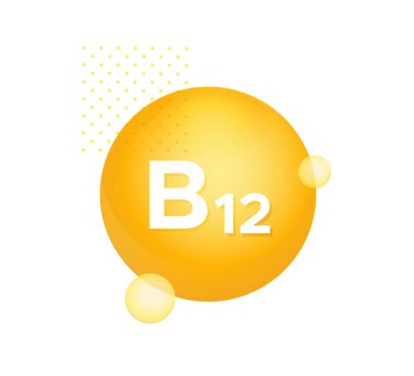 Ambalaj Simgesi - B 12 vitamini ile güçlendirilmiş - EPS 10 dosyası olarak Stok Simgesi