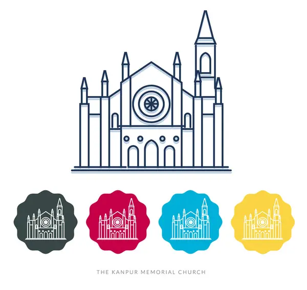 stock vector The Kanpur Memorial Church - Kanpur City, Uttar Pradesh  - Stock Illustration as EPS 10 File