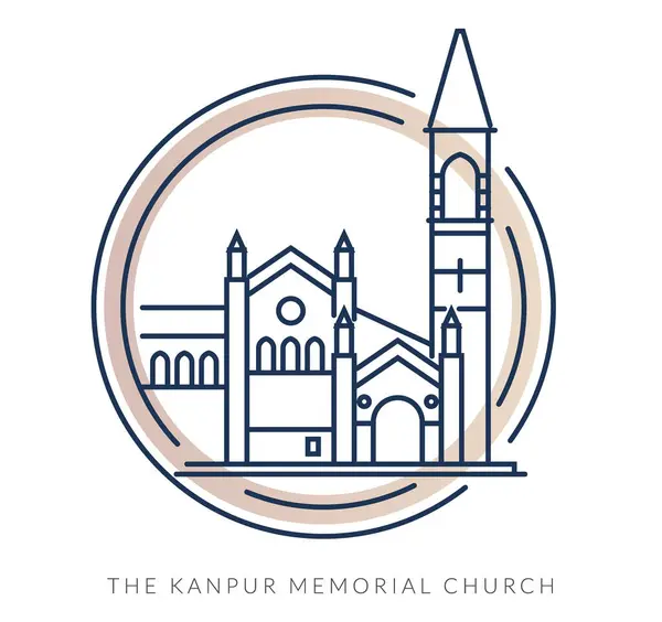 Stock vector The Kanpur Memorial Church - Kanpur City, Uttar Pradesh  - Stock Illustration as EPS 10 File