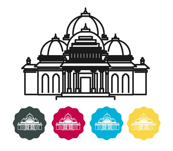 stock vector New Delhi and Noida City Border - Akshardham Temple -  Icon Illustration as EPS 10 File 