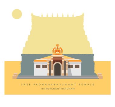 Sree Padmanabhaswamy Tapınağı - Thiruvananthapuram - Stock Illustration as EPS 10 File